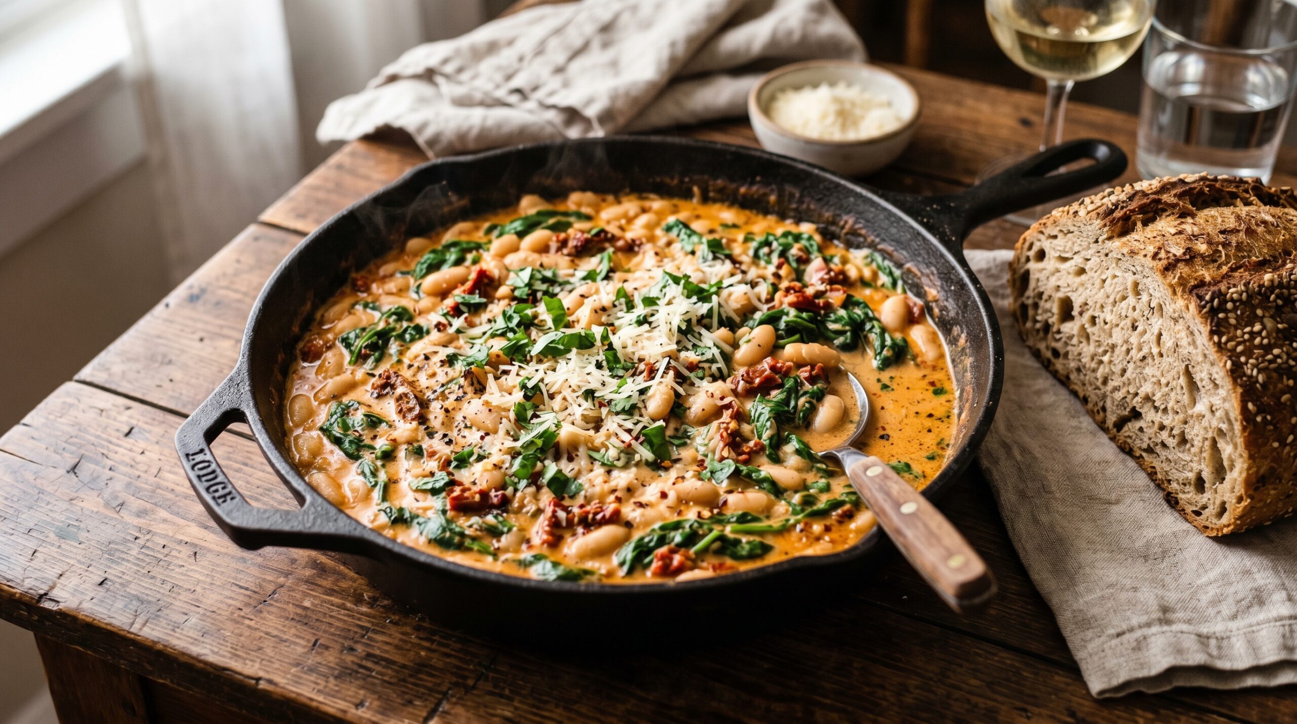 Professional shot of the spinach and beans